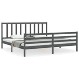 Cadre de lit sans matelas gris 200x200 cm bois massif de pin