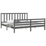 Cadre de lit sans matelas gris 200x200 cm bois massif de pin