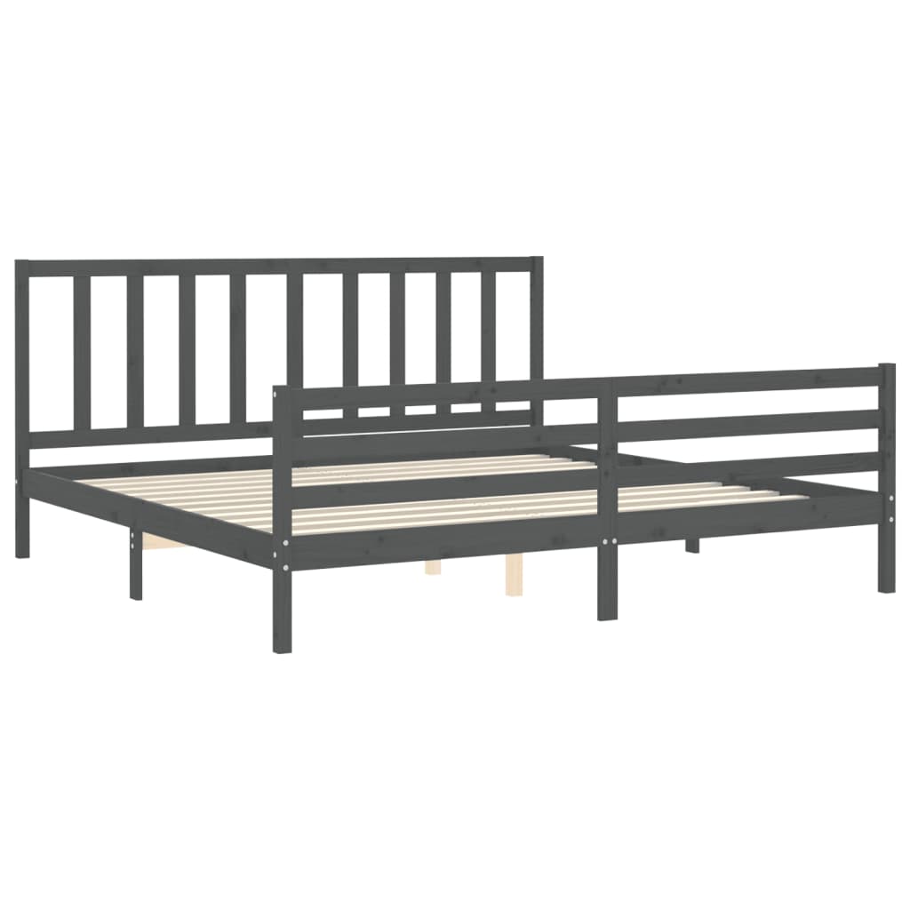 Cadre de lit sans matelas gris 200x200 cm bois massif de pin