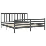 Cadre de lit sans matelas gris 200x200 cm bois massif de pin