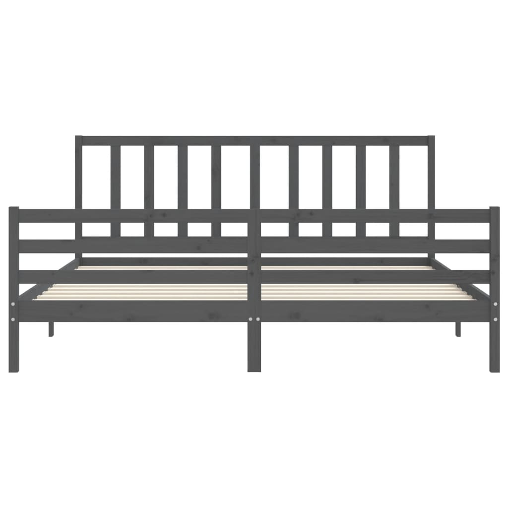 Cadre de lit sans matelas gris 200x200 cm bois massif de pin