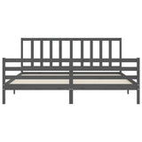 Cadre de lit sans matelas gris 200x200 cm bois massif de pin