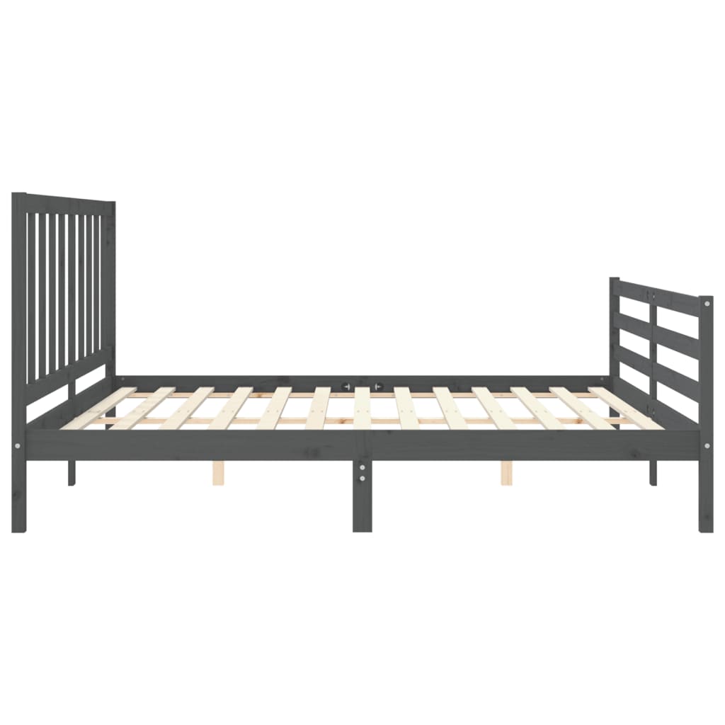 Cadre de lit sans matelas gris 200x200 cm bois massif de pin