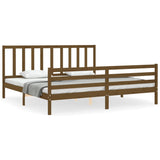 Cadre de lit sans matelas marron miel 200x200cm bois pin massif