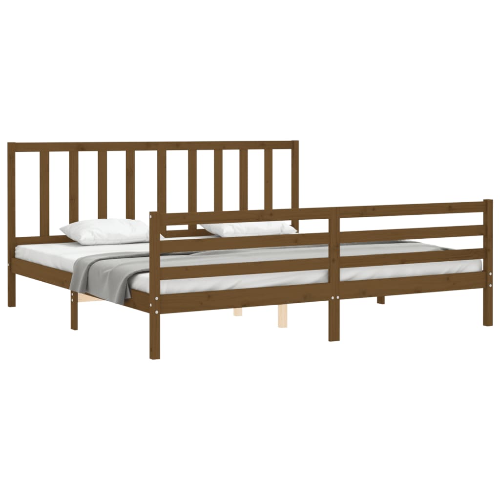 Cadre de lit sans matelas marron miel 200x200cm bois pin massif