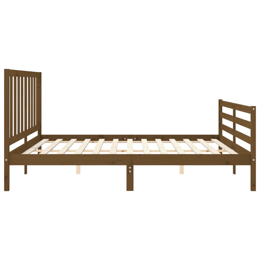 Cadre de lit sans matelas marron miel 200x200cm bois pin massif