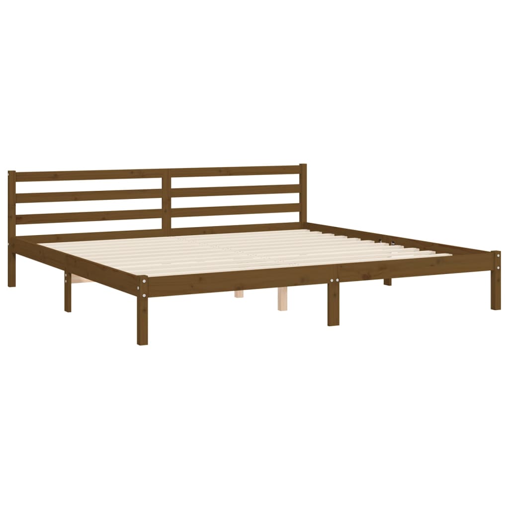 Cadre de lit sans matelas marron miel 200x200cm bois pin massif