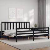 Cadre de lit sans matelas noir 200x200 cm bois massif de pin