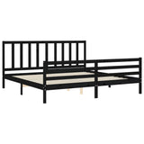 Cadre de lit sans matelas noir 200x200 cm bois massif de pin