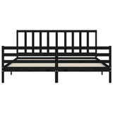 Cadre de lit sans matelas noir 200x200 cm bois massif de pin