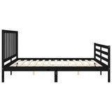 Cadre de lit sans matelas noir 200x200 cm bois massif de pin