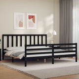 Cadre de lit sans matelas noir 200x200 cm bois massif de pin