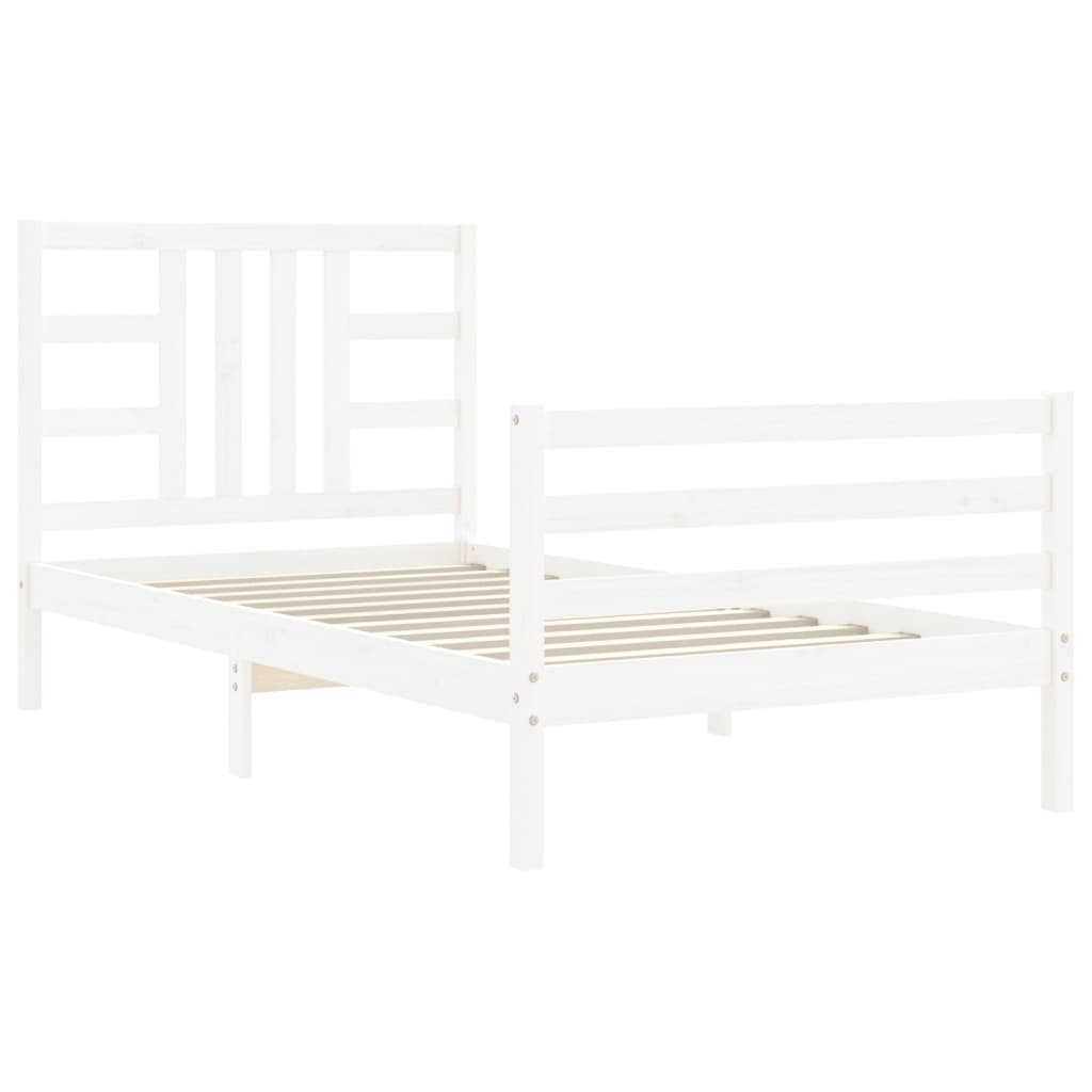 Cadre de lit sans matelas blanc bois de pin massif