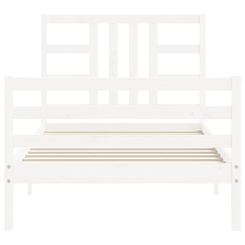 Cadre de lit sans matelas blanc bois de pin massif