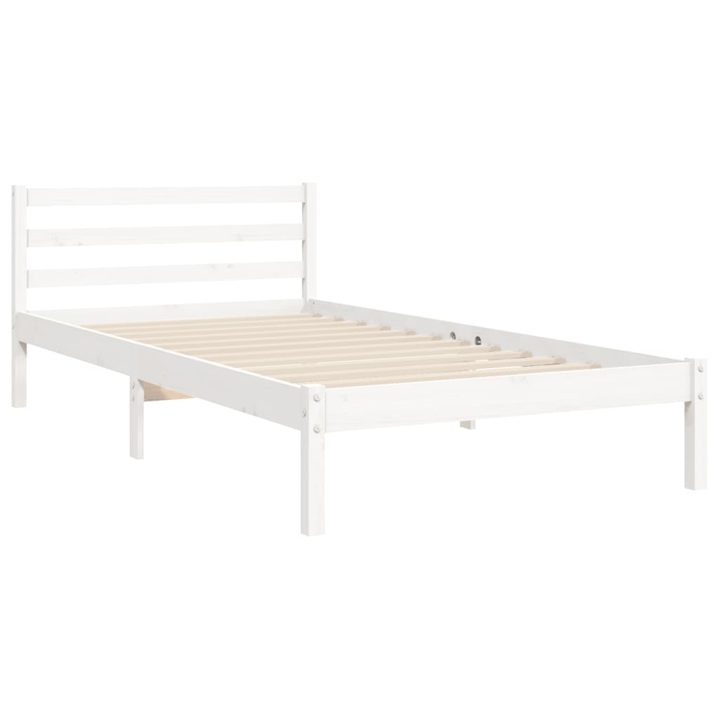 Cadre de lit sans matelas blanc bois de pin massif