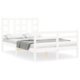 Cadre de lit sans matelas blanc bois de pin massif