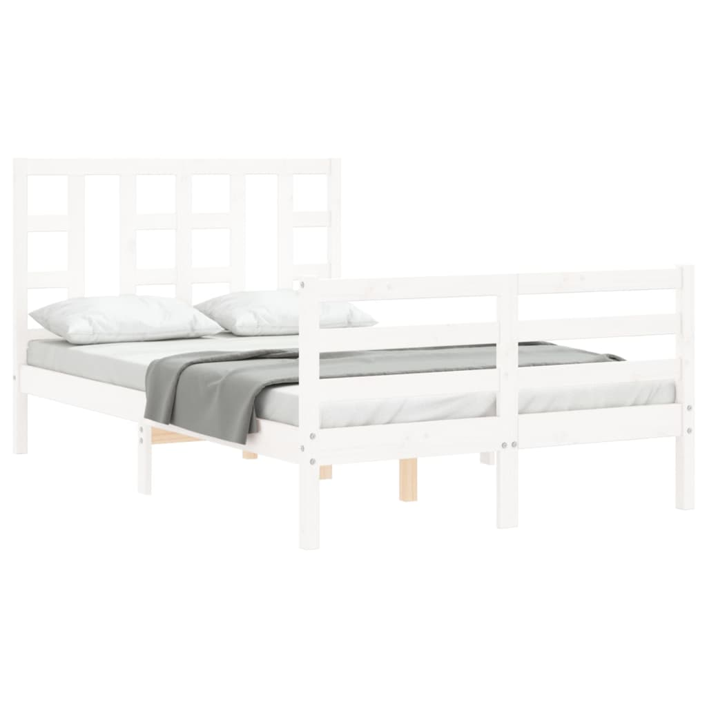 Cadre de lit sans matelas blanc bois de pin massif