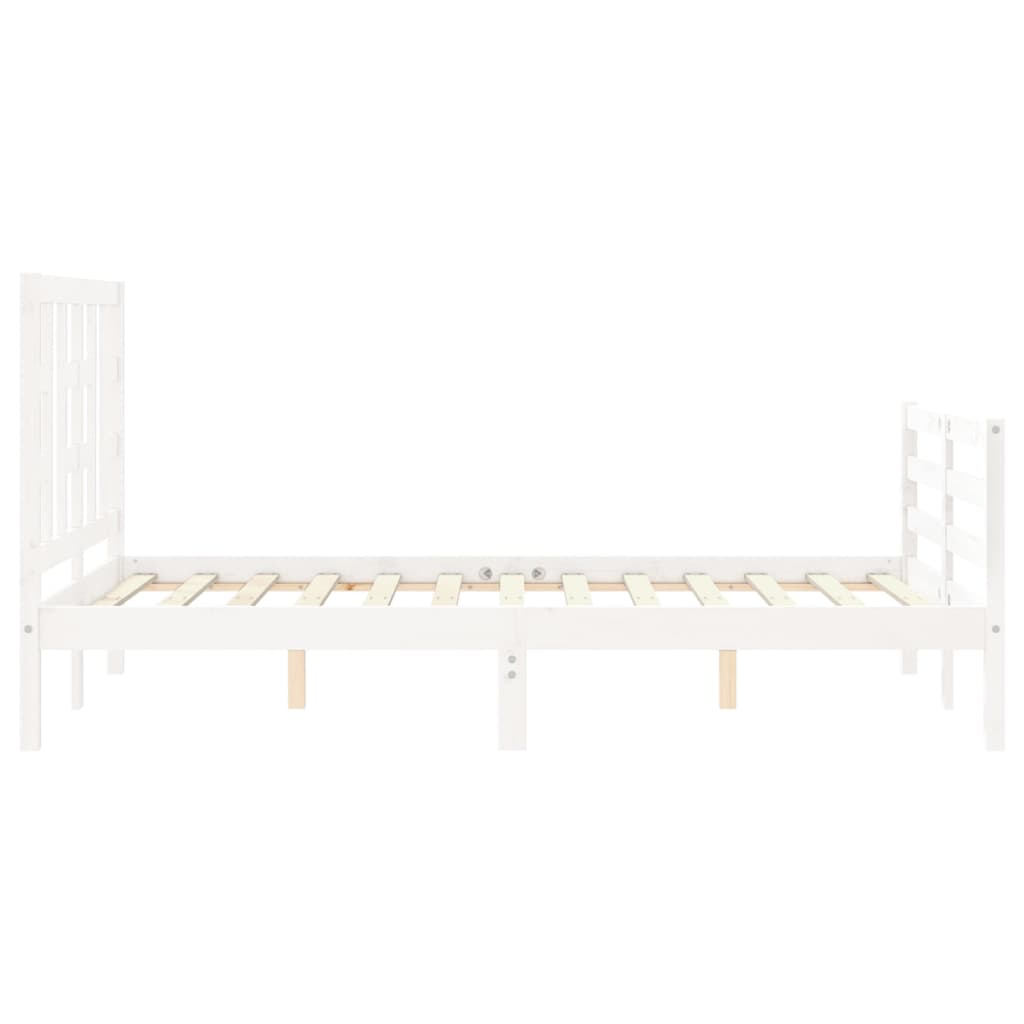 Cadre de lit sans matelas blanc bois de pin massif