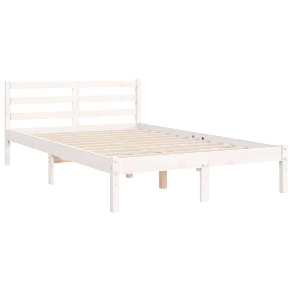 Cadre de lit sans matelas blanc bois de pin massif