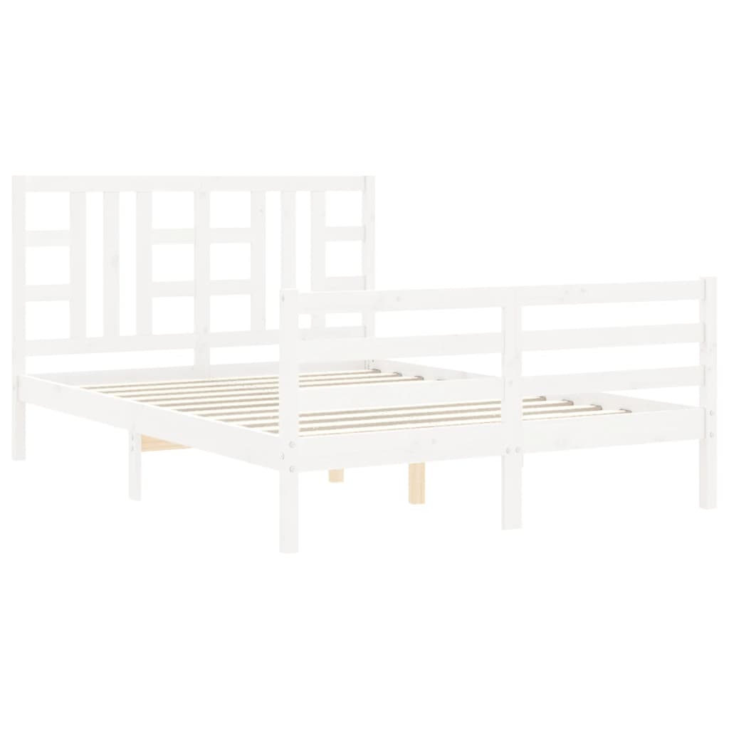 Cadre de lit sans matelas blanc bois de pin massif