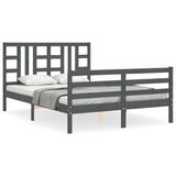 Cadre de lit sans matelas gris bois de pin massif