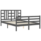 Cadre de lit sans matelas gris bois de pin massif