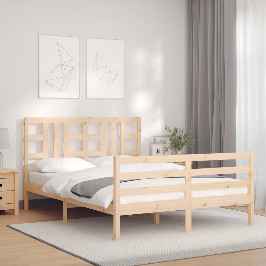 Cadre de lit sans matelas 140x190 cm bois de pin massif