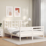 Bed frame without white mattress 140x190 cm solid pine wood