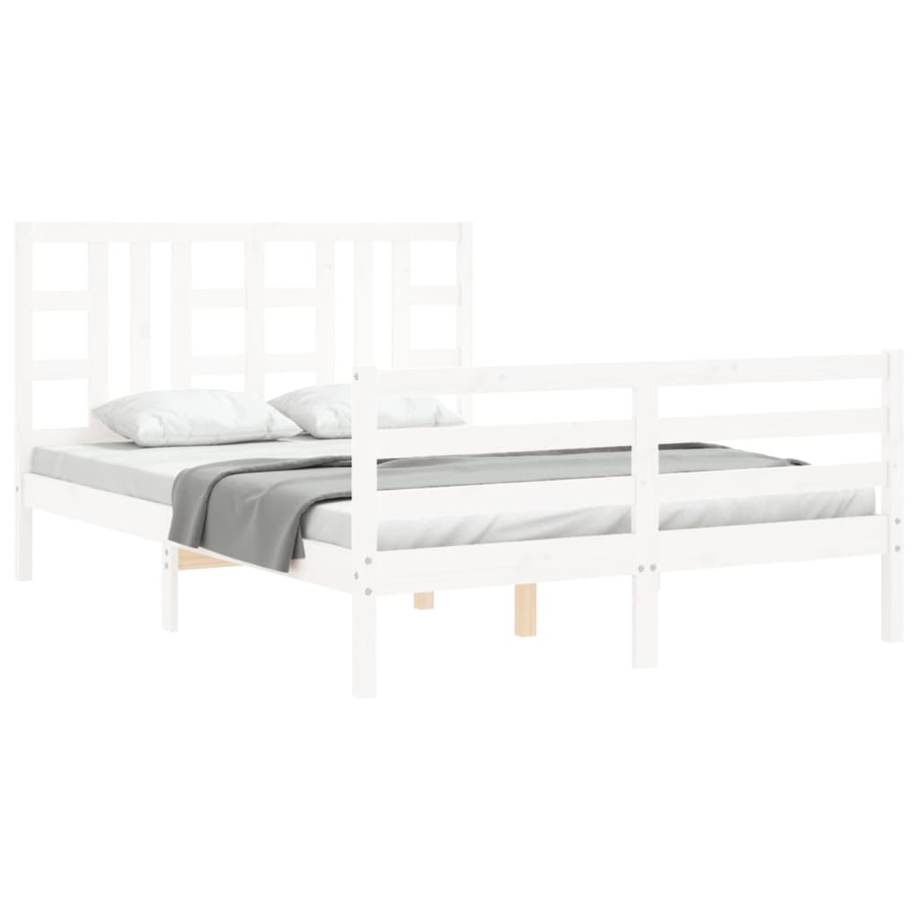 Cadre de lit sans matelas blanc 140x190 cm bois de pin massif