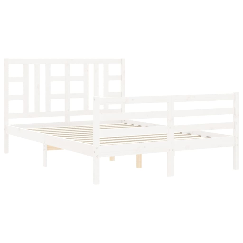 Cadre de lit sans matelas blanc 140x190 cm bois de pin massif