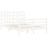 Bed frame without white mattress 140x190 cm solid pine wood