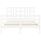 Cadre de lit sans matelas blanc 140x190 cm bois de pin massif