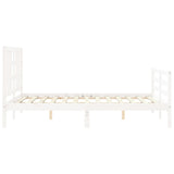 Bed frame without white mattress 140x190 cm solid pine wood