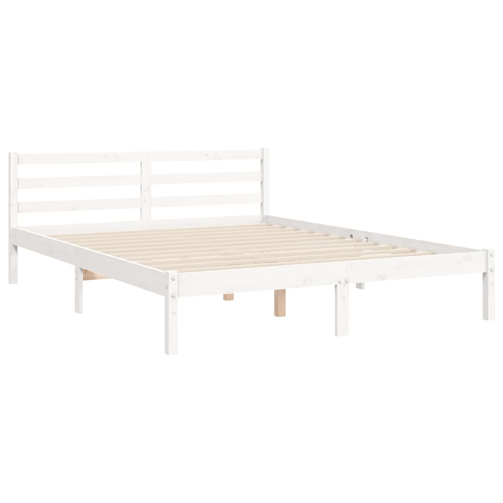 Bed frame without white mattress 140x190 cm solid pine wood