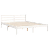 Bed frame without white mattress 140x190 cm solid pine wood