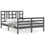 Cadre de lit sans matelas gris 140x190 cm bois de pin massif