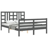 Cadre de lit sans matelas gris 140x190 cm bois de pin massif