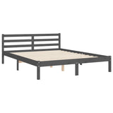 Cadre de lit sans matelas gris 140x190 cm bois de pin massif