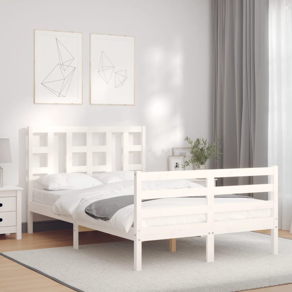 Cadre de lit sans matelas blanc 120x200 cm bois massif