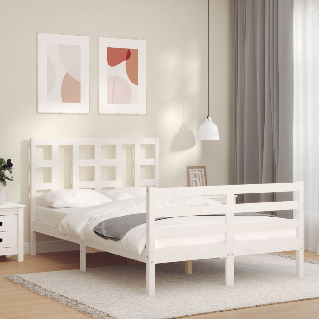 Cadre de lit sans matelas blanc 120x200 cm bois massif