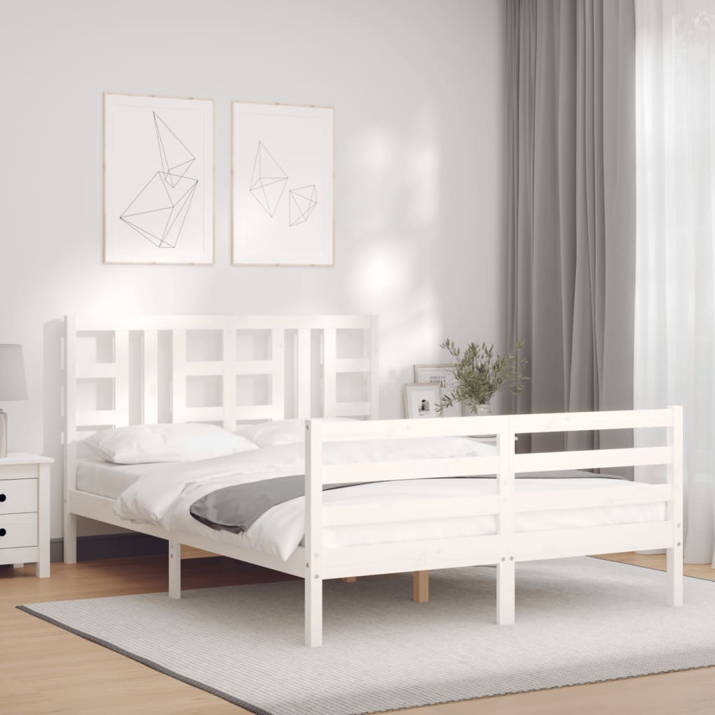 Cadre de lit sans matelas blanc 140x200 cm bois massif