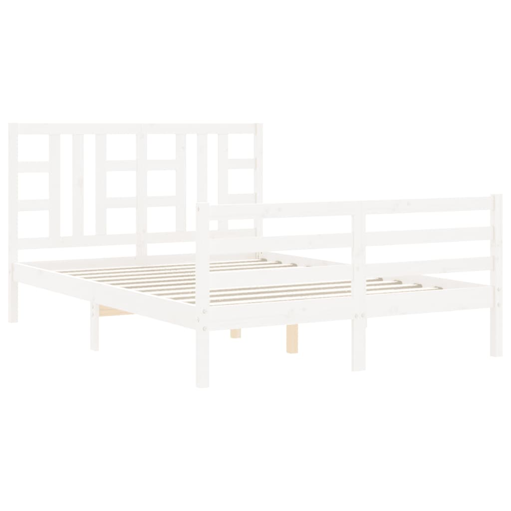 Cadre de lit sans matelas blanc bois de pin massif