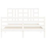 Cadre de lit sans matelas blanc bois de pin massif