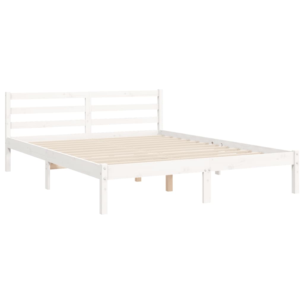 Cadre de lit sans matelas blanc bois de pin massif