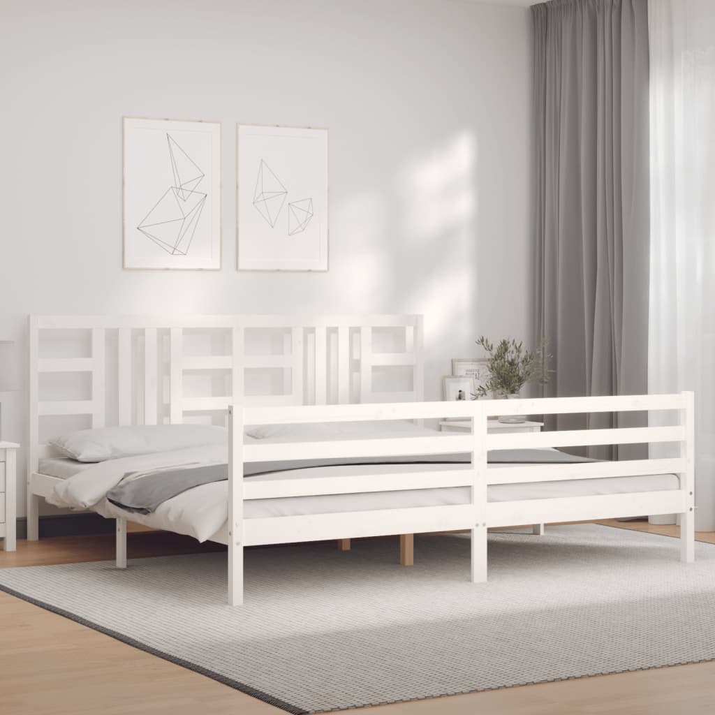 Cadre de lit sans matelas blanc 200x200 cm bois massif