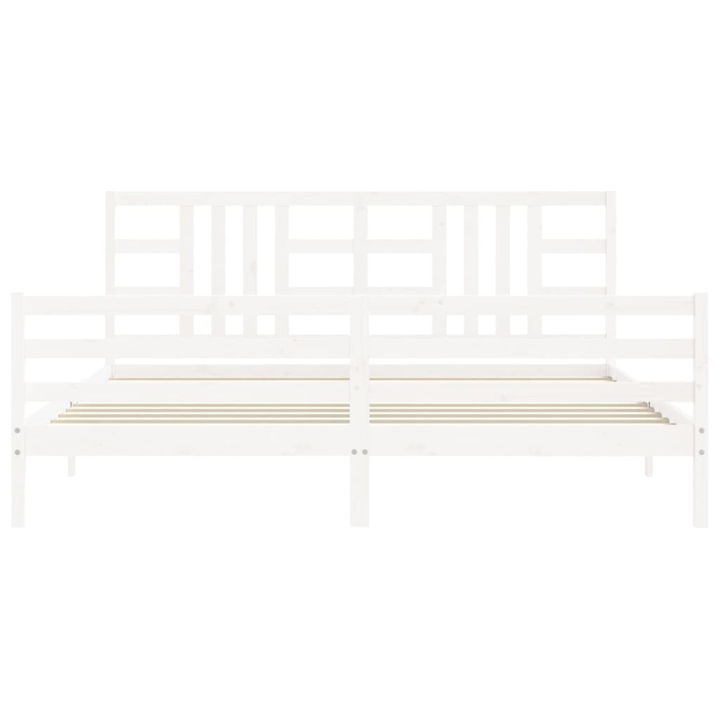 Cadre de lit sans matelas blanc 200x200 cm bois massif