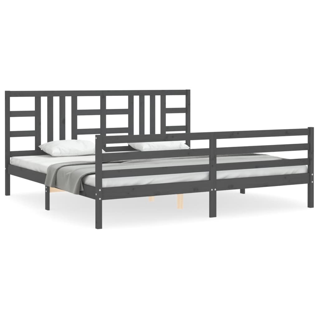 Cadre de lit sans matelas gris 200x200 cm bois massif