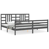 Cadre de lit sans matelas gris 200x200 cm bois massif