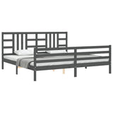 Cadre de lit sans matelas gris 200x200 cm bois massif