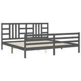 Cadre de lit sans matelas gris 200x200 cm bois massif